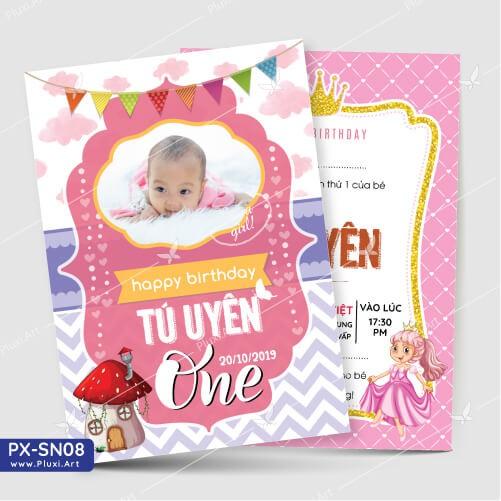 Thiệp thôi nôi – sinh nhật theo yêu cầu Pluxi ( PX_SN58)