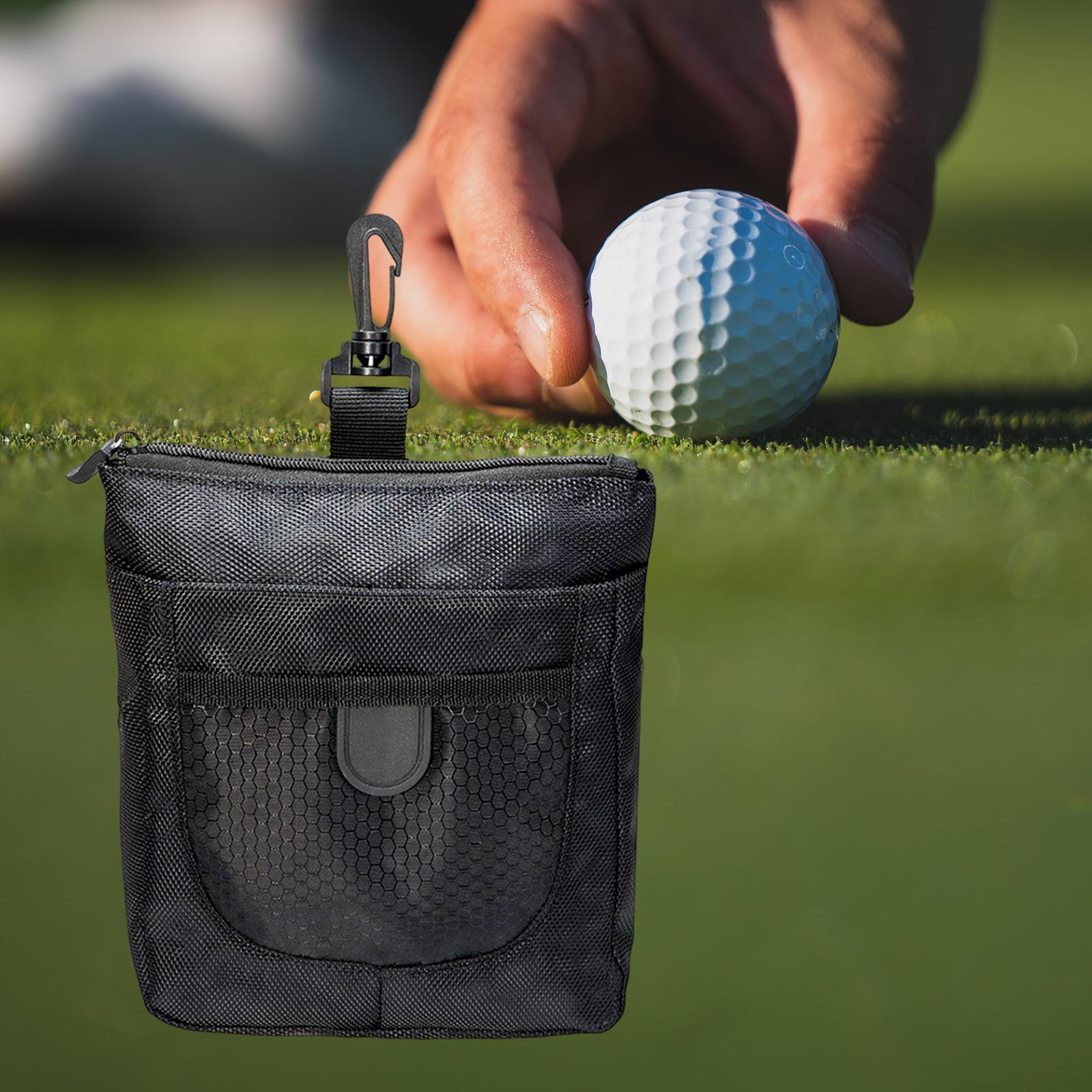 Golf Ball Bag Pouch Polyester with 360 Degree Swivel Buckle Golf Tee Holder