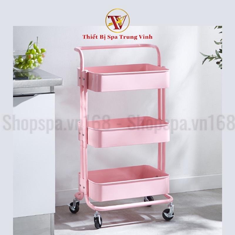 Xe Đẩy 3 Tầng Trang Trí Tiện Lợi Cao Cấp Đa Năng Nhựa ABS Có Bánh Xe Chịu Lực 50kg