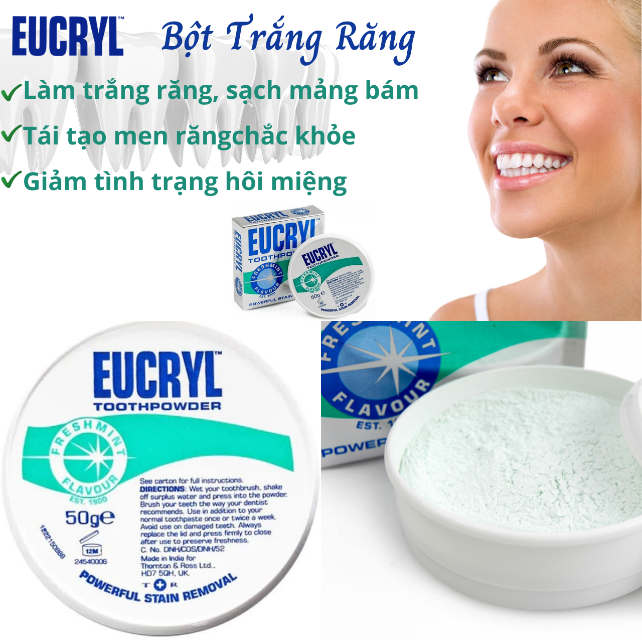 Bột Trắng Răng Eucryl Tooth Powder Nhập Khẩu Anh Quốc - Massel Official