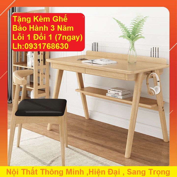 Bộ Bàn Ghế Gỗ Thông Phong Cách Bắc Âu Cao Cấp - Bộ Bàn Làm Việc Gỗ Tự Nhiên Đa Năng