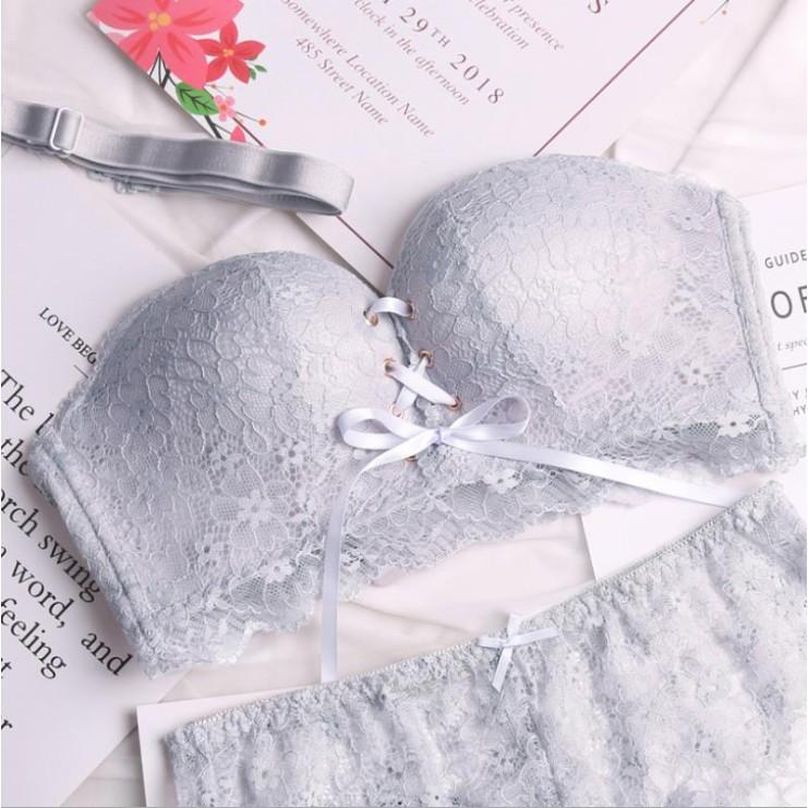 Áo lót cup ngực ren không dây chống tụt mặc áo hở vai AR/167