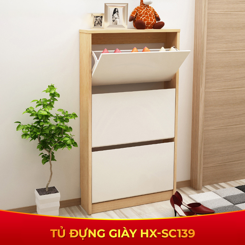 Tủ giày thông minh tiết kiệm không gian gỗ-trắng Tâm House HX-SC139