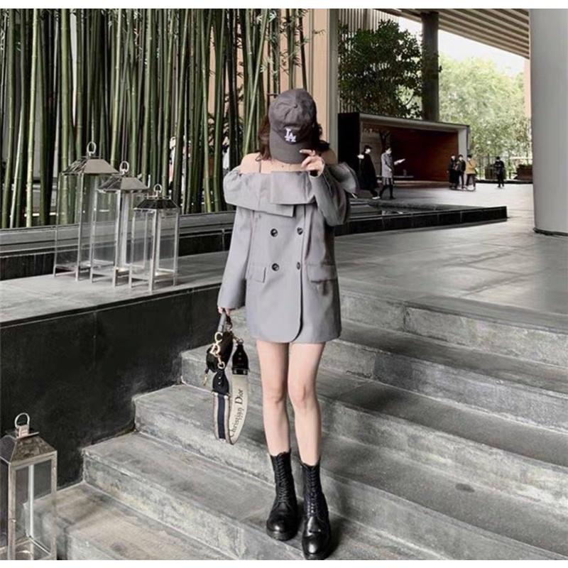 Đầm giả vest trễ vai