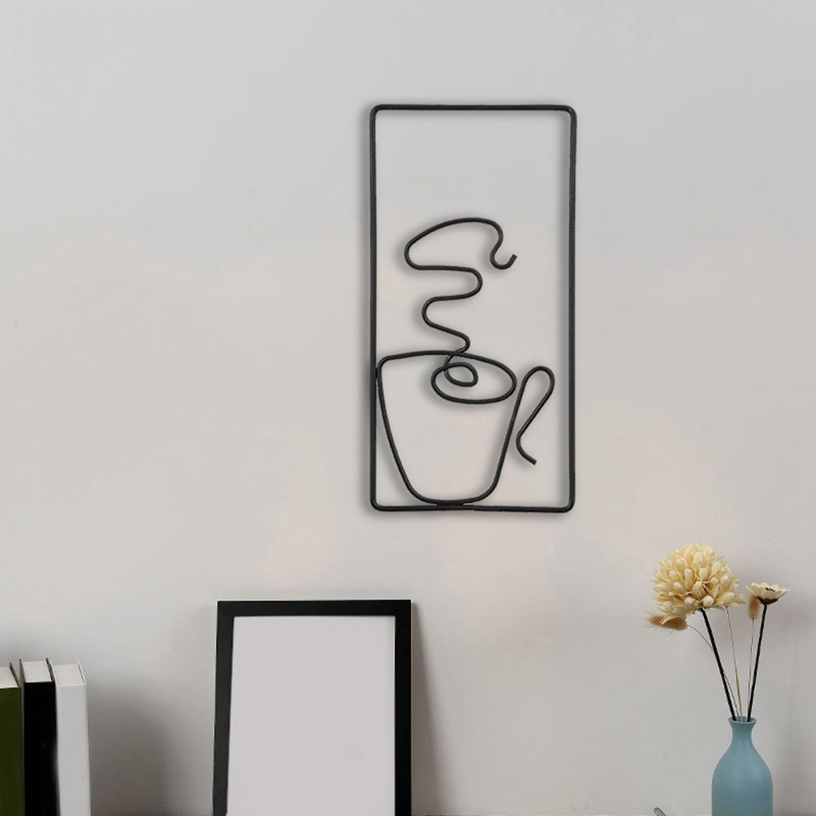 Metal Wall Art Decors Wall Sculptures Painting Line Drawing Wall Hanging Silhouette for Living Room Outdoor Office Bathroom Decoration
