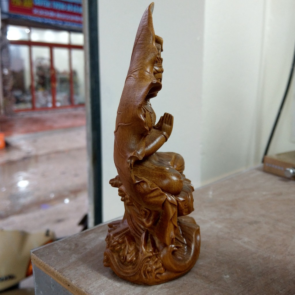 Phật quan âm ngồi lá sen 15x8x6