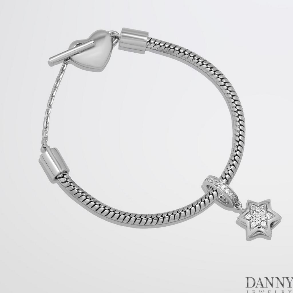 Charm Bạc 925 Danny Jewelry Biểu tượng Ngôi Sao Đính Đá CZ PK013S Xi Rhodium/Vàng hồng