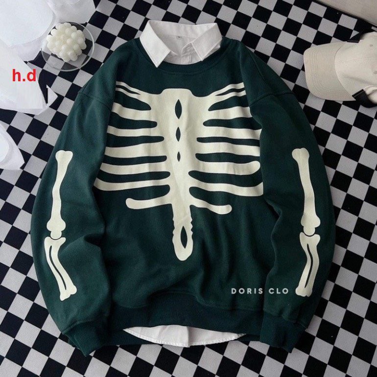 Áo sweater nỉ bộ xương cá tính mạnh mẽ hình in sắc nét chất dày dặn siêu ấm hàng đông cao cấp , áo hoodie bộ xương