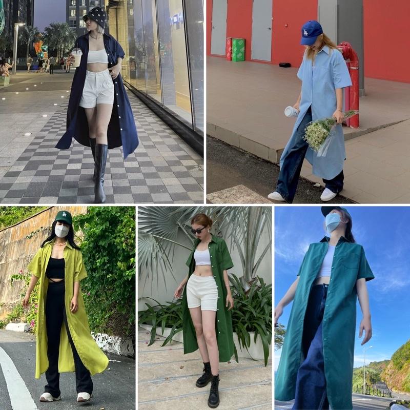 Sơ Mi VÁY dáng dày form rộng ngắn tay style Hàn chất dày