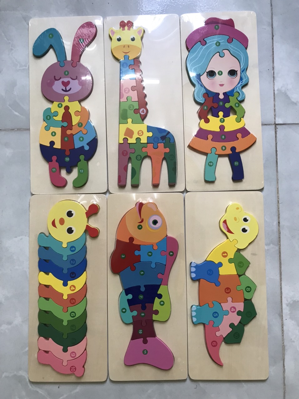 Combo 5 Tranh Ghép Gỗ 3D HT SYS Cho Bé, Tranh Nối Số Từ 1 - 10, Đa Dạng Màu Sắc Giúp Bé Phát Triển Trí Tuệ
