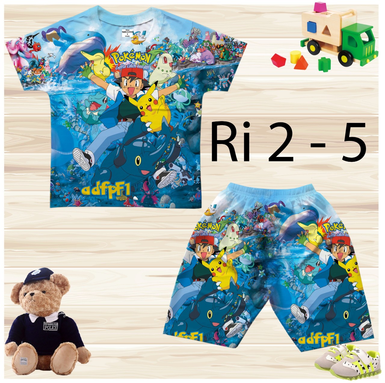 Đồ bộ bé trai, bộ cộc tay cho bé trai hình Pokemon pikachu bigsize 10-20KG chất thun lạnh Thái mát