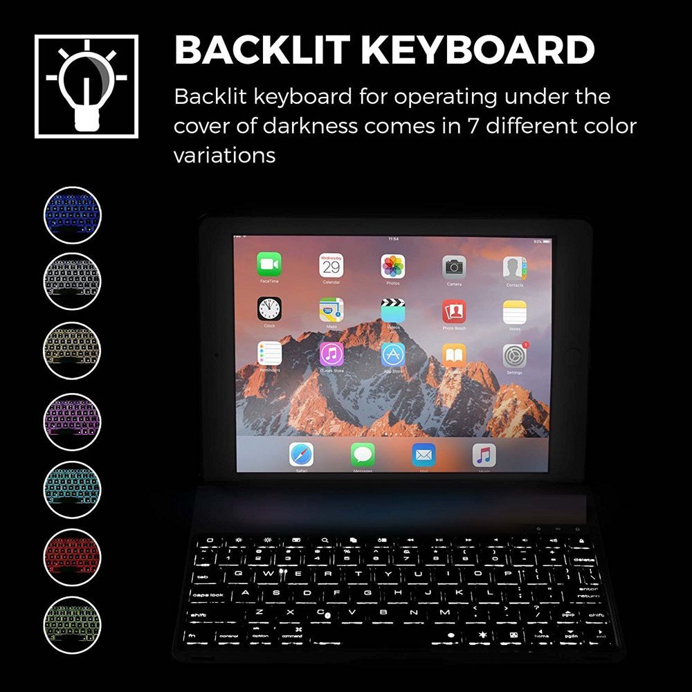 Bàn phím Bluetooth cao cấp F360 xoay 360 độ dành cho iPad Pro 10.5 inch/ Ipad Air 3 2019 - Bàn phím led 7 màu