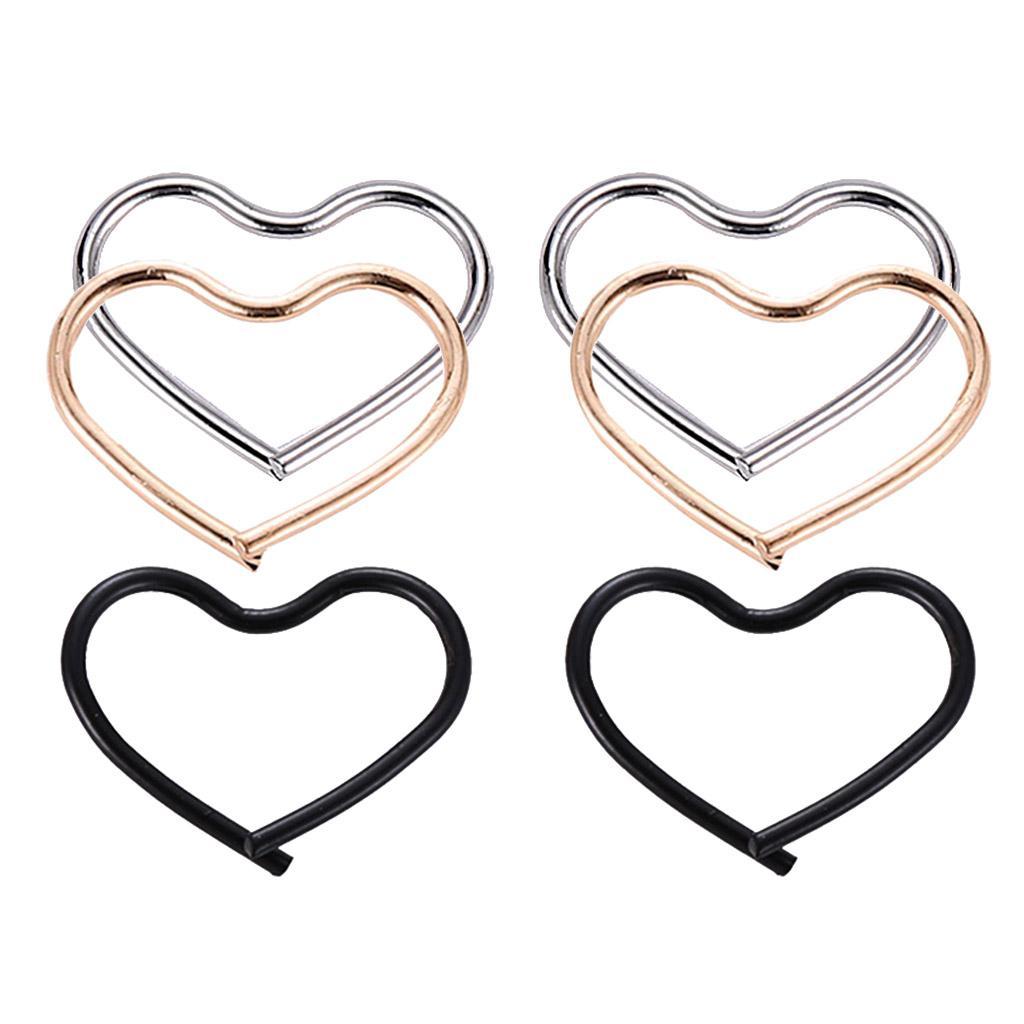 Alloy Ear Stud Rings Heart-Shaped Piercing Body Jewelry Ear Hoop