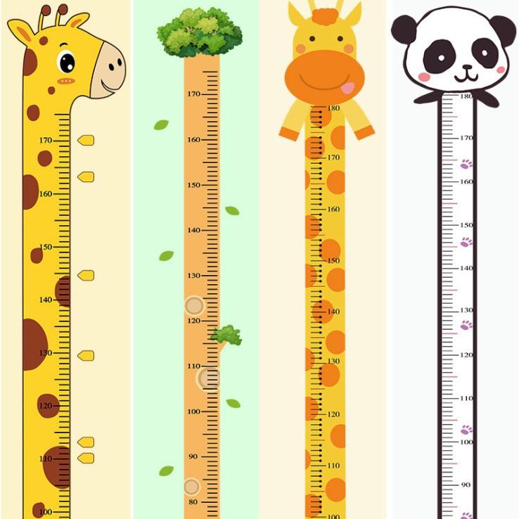 Decal dán tường thước đo chiều cao trẻ em bé hình con vật