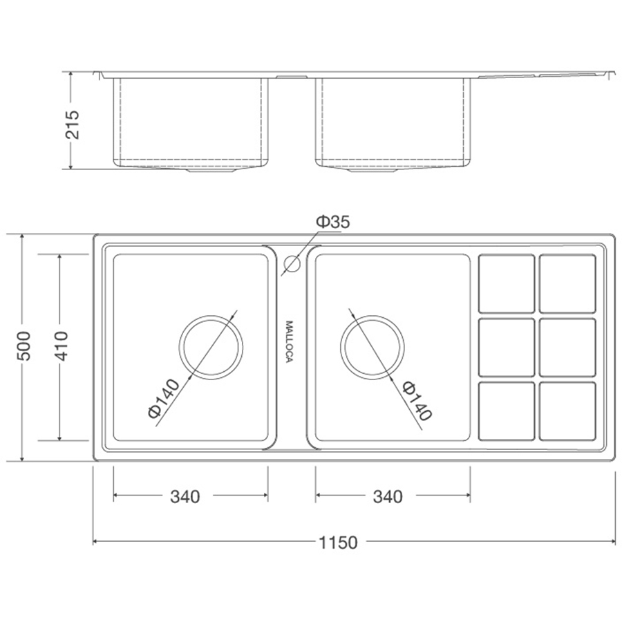 Chậu rửa chén Inox Malloca MS 8815R