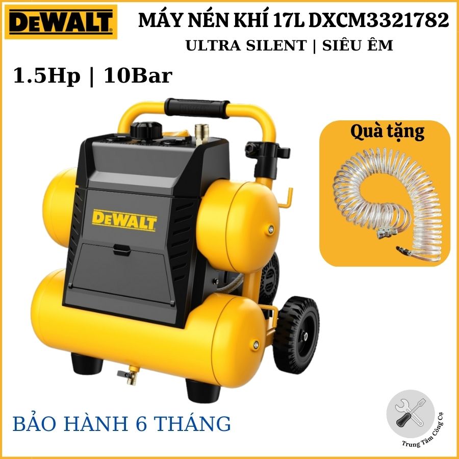 Máy nén khí không dầu 17L DeWALT 3321782 áp suất 10bar, chạy êm - Hàng chính hãng