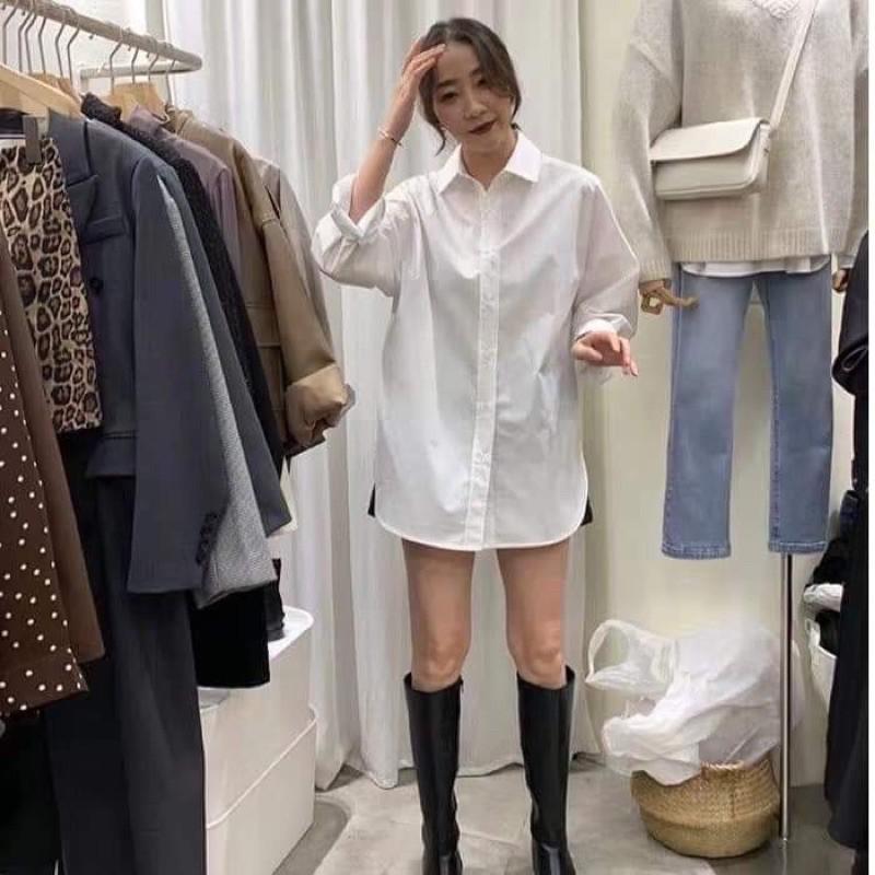 ÁO SƠ MI TRẮNG XẺ VẠT TÔM CỰC XINH