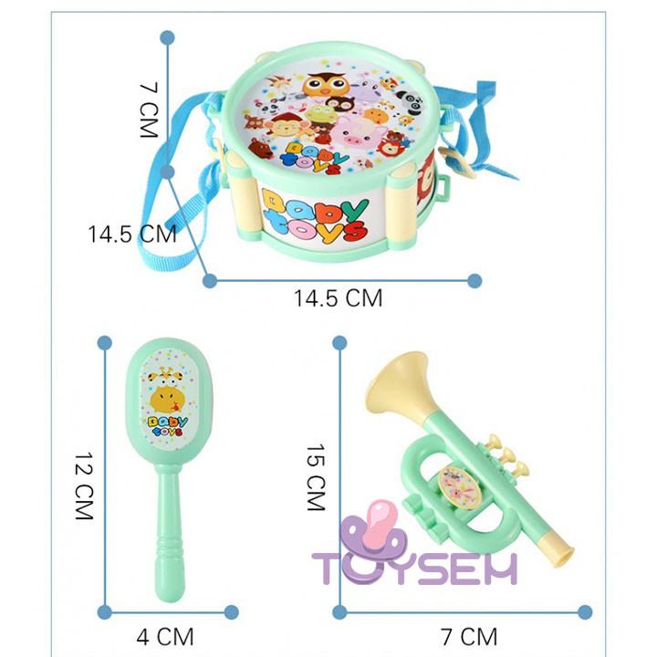 Đồ chơi trẻ em cầm tay trống kèn lục lạc 6 món cho bé phát triển trí não - Quà tặng sinh nhật cho bé