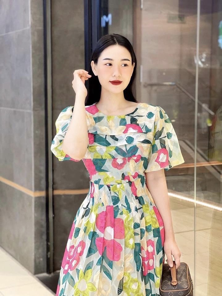 Váy hoa xòe ly ngực cho nữ DN502