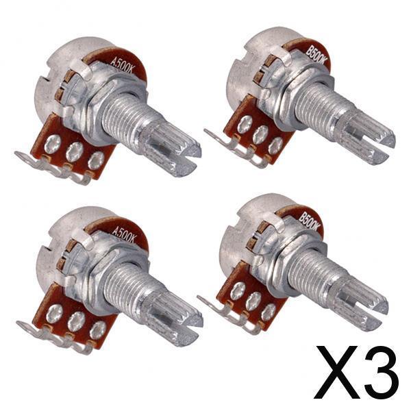 3x4pcs Split Guitar Volume & Tone Pot Control Audio Taper Potentiometer Kit