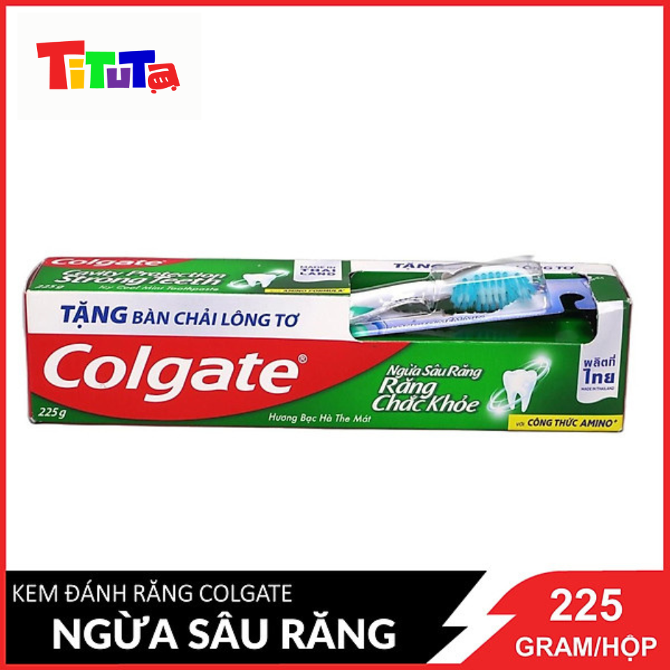 Kem đánh răng Colgate ngừa sâu răng tối đa 225g/hộp tặng bàn chải đánh răng