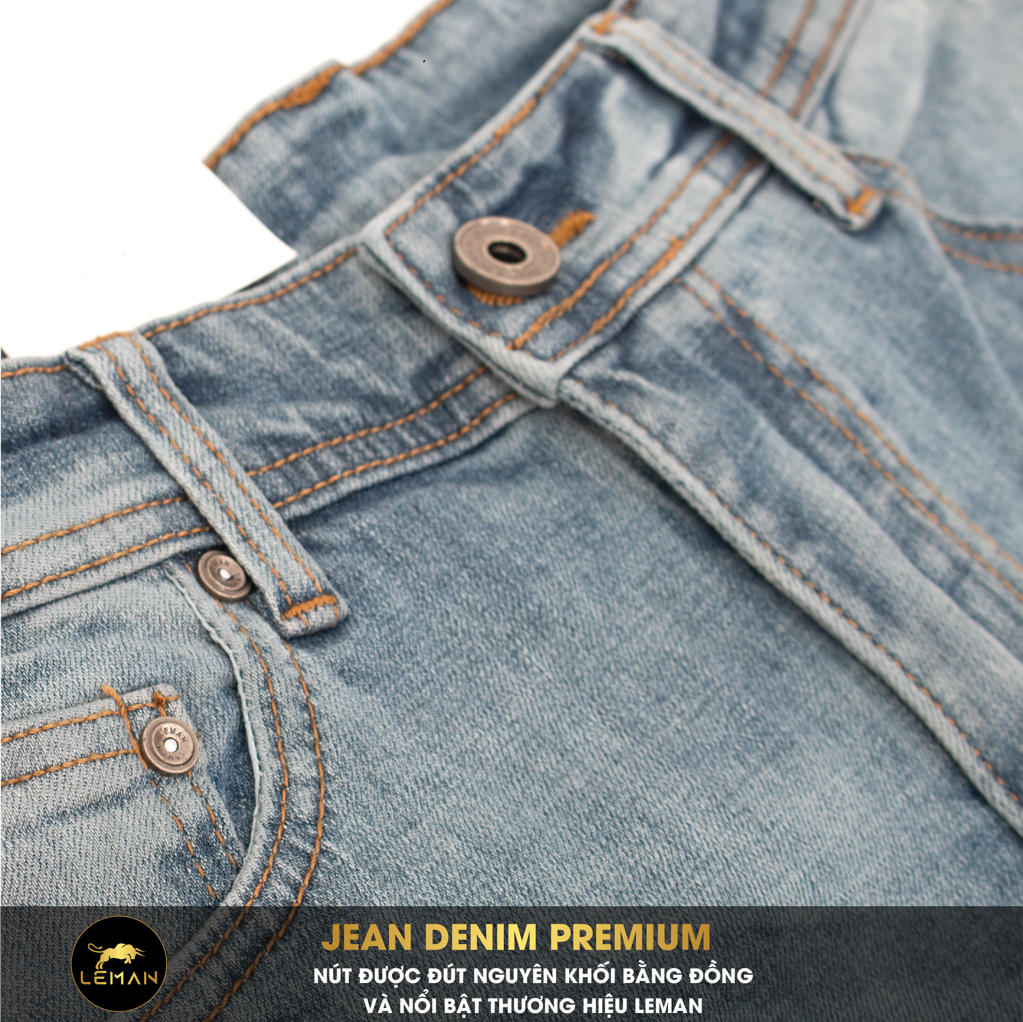 Quần Jean nam Leman xanh bạc rách JD18 - Slim Form