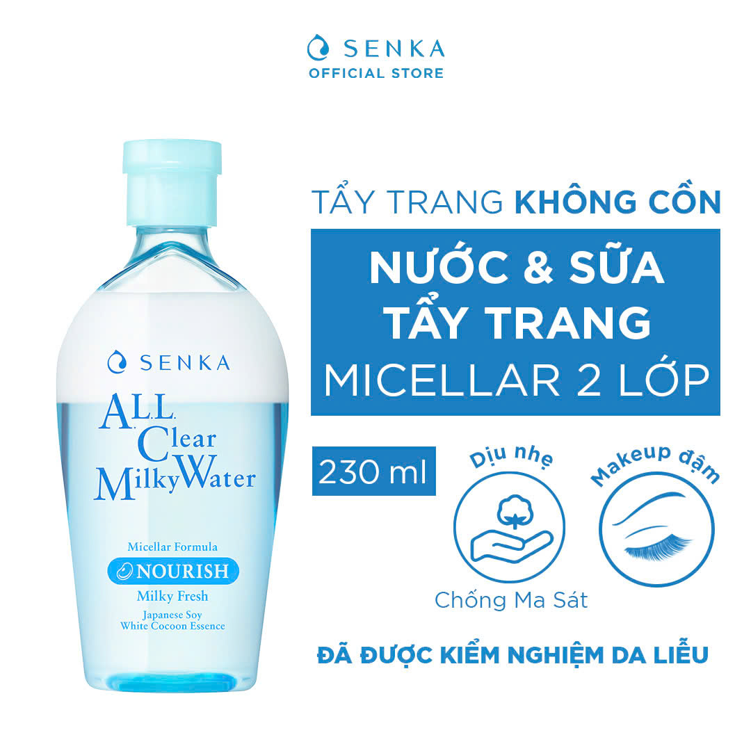 Nước Tẩy Trang Senka Cấp Ẩm Dưỡng Sáng Da All Clear Water Micellar Formula Bright 230ml