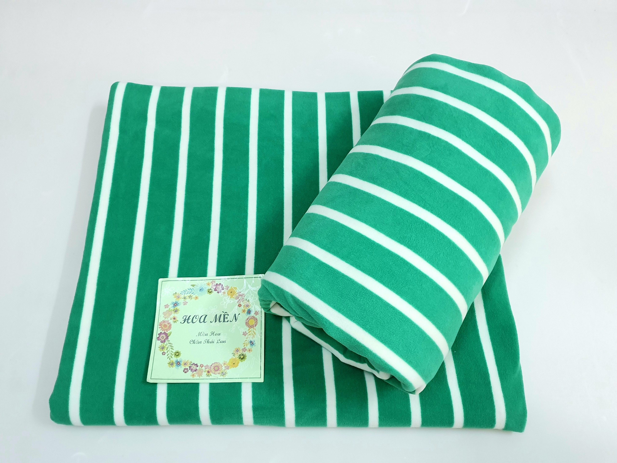 Mền nỉ cotton Sọc Xanh 2m x 1m6