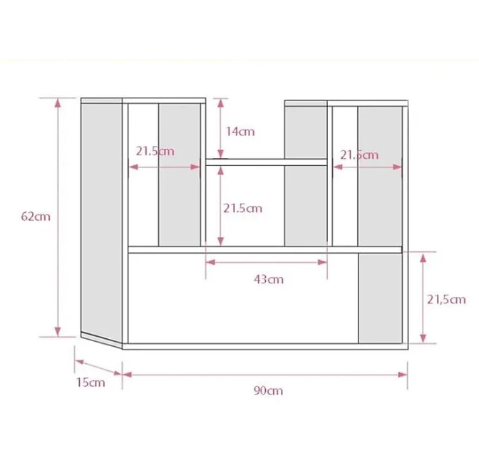 Kệ Giá Sách Treo Tường Sáng Tạo Với Kết Cấu Giấu Chân Chắc Chắn Tundo CTKT182 KT 62cm x 90cm x 15cm