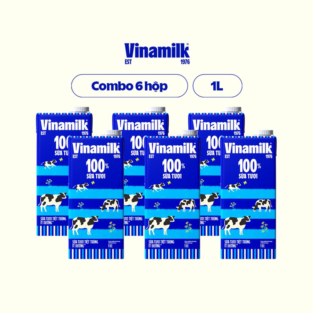 Combo 6 hộp Sữa tươi tiệt trùng Vinamilk 100% ít đường - Hộp 1L