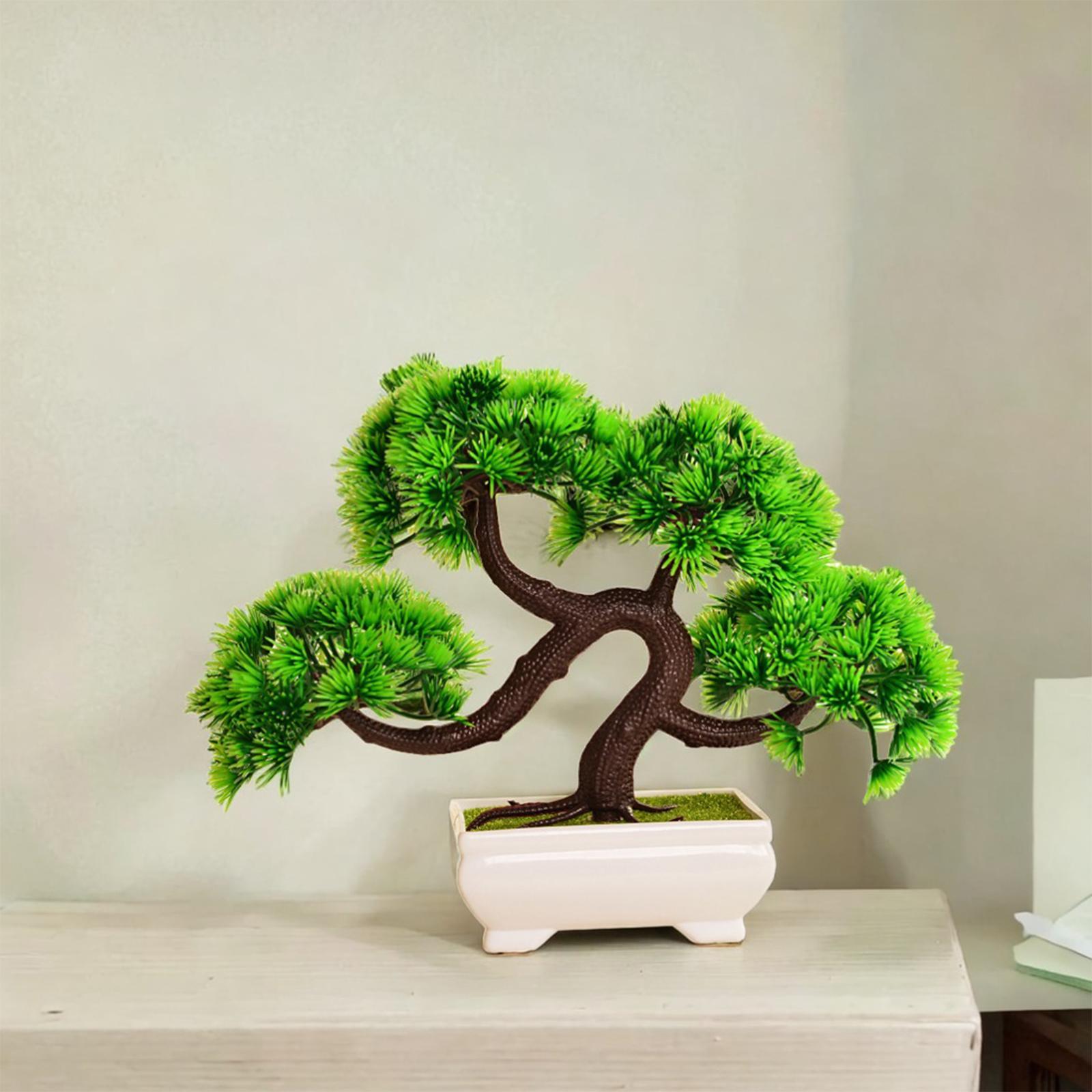 Artificial Bonsai Tree Greenery Faux Potted Plant for Home Office Table
