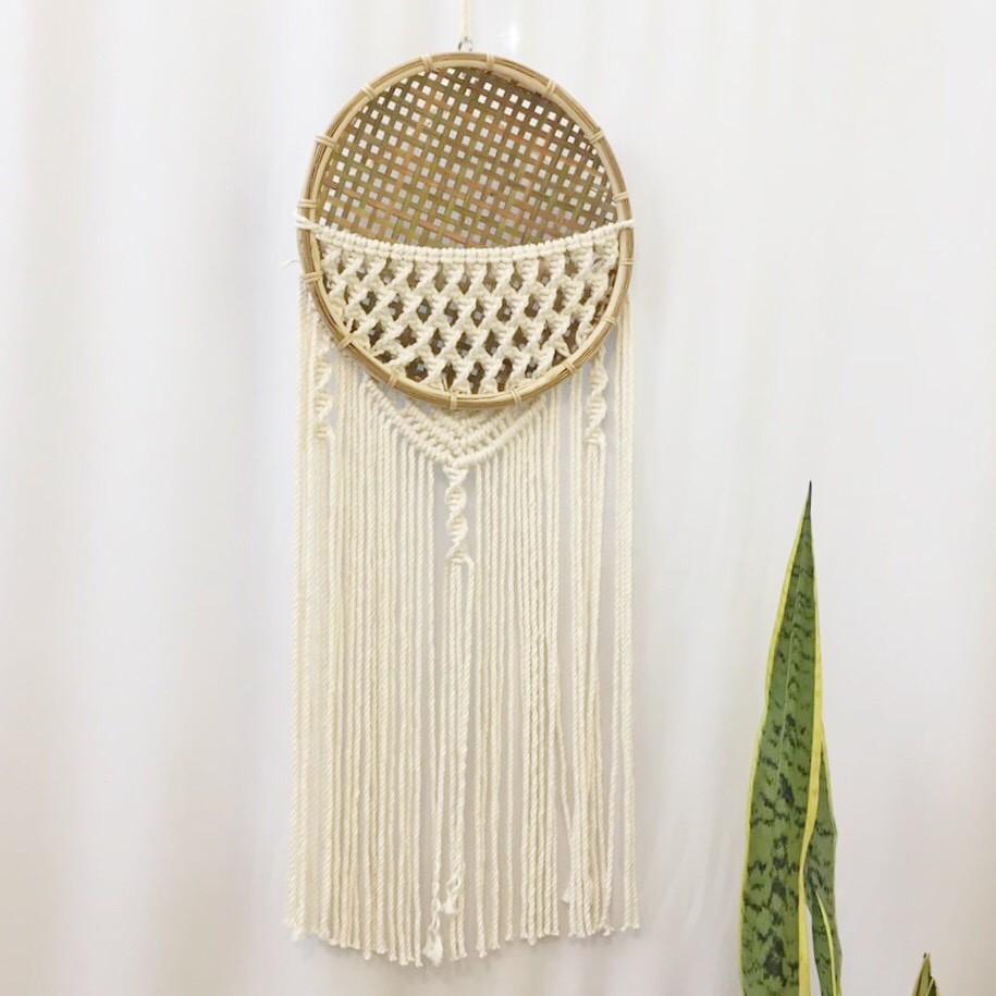 Giỏ trang trí treo tường - Giỏ trang trí đan tay thủ công chất liệu Macrame   - Đủ màu