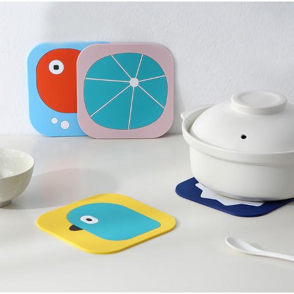 Tấm lót nồi lót cốc silicon hoạt hình siêu cute