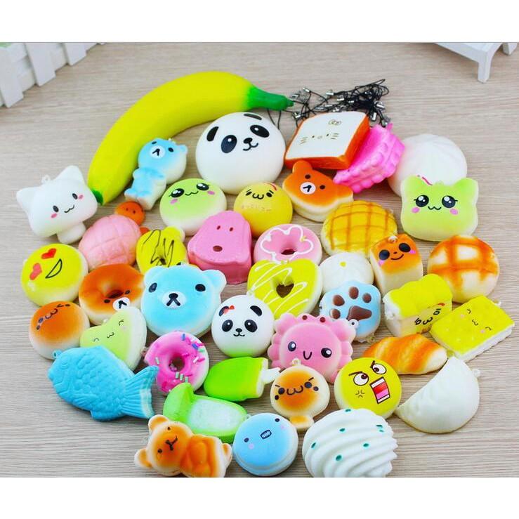 30 móc khóa squishy dẻo hình dáng ngẫu nhiên
