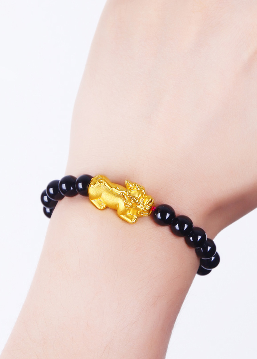 Vòng Tay Tỳ Hưu Đá Opal Đen Tự Nhiên 12mm