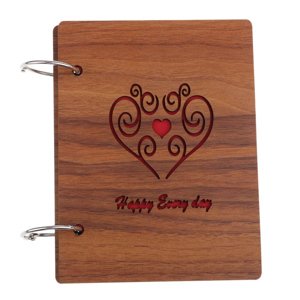 Wooden Scrapbook Photo Album Kraft Paper for Valentines Day Wedding