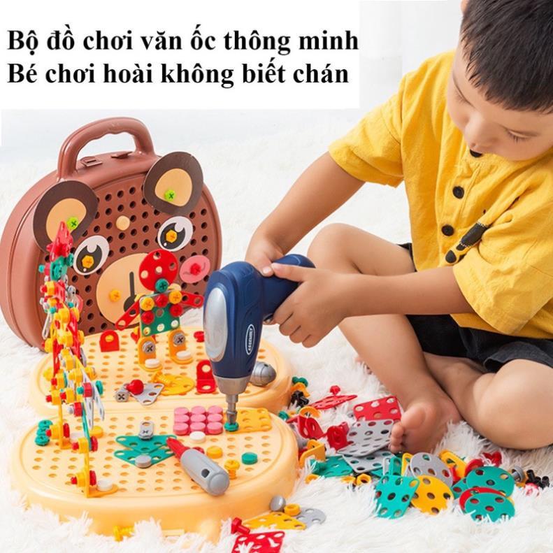 Bộ đồ chơi kỹ sư lắp ráp kèm khoan điện - đồ chơi vặn ốc vít - Cho bé từ 3 tuổi