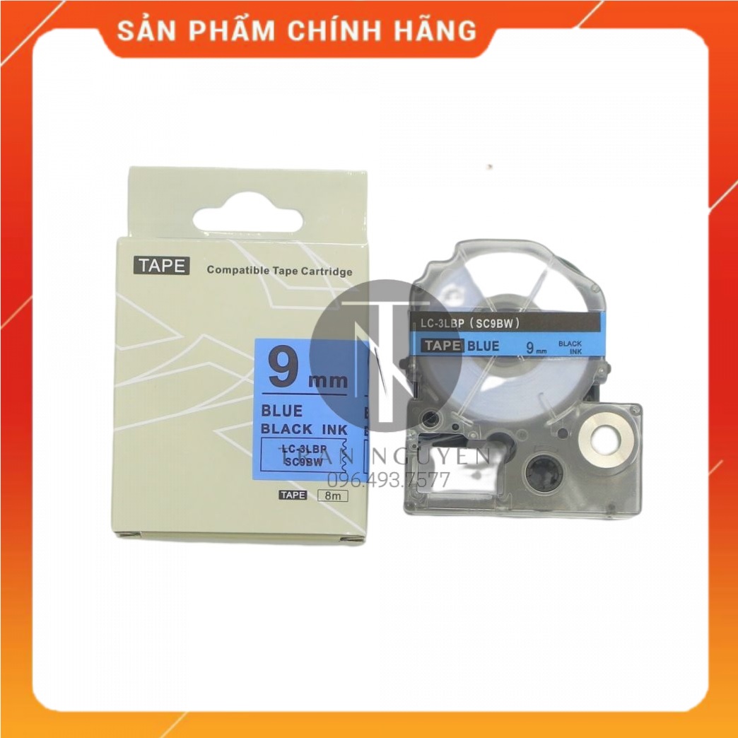 Nhãn in Tepra SC9BW - Chữ đen nền dương 9mm x 8m - Hàng nhập khẩu