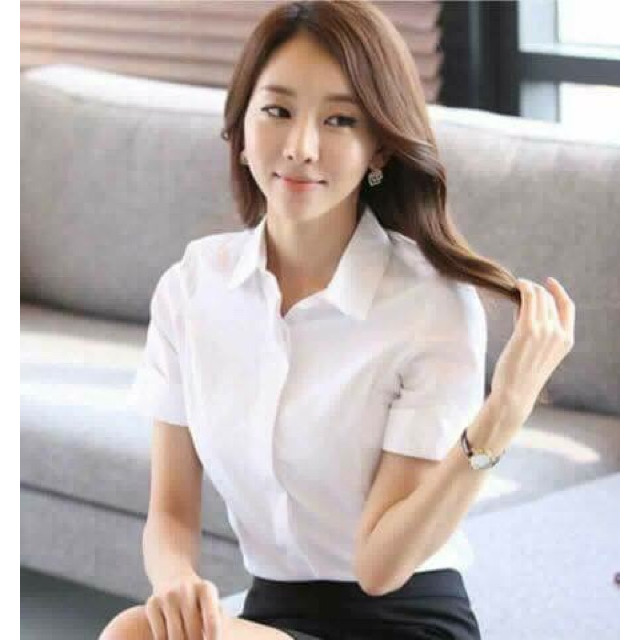 Áo sơ mi nữ công sở, dáng suông, chất vải đẹp, áo sơ mi tay ngắn