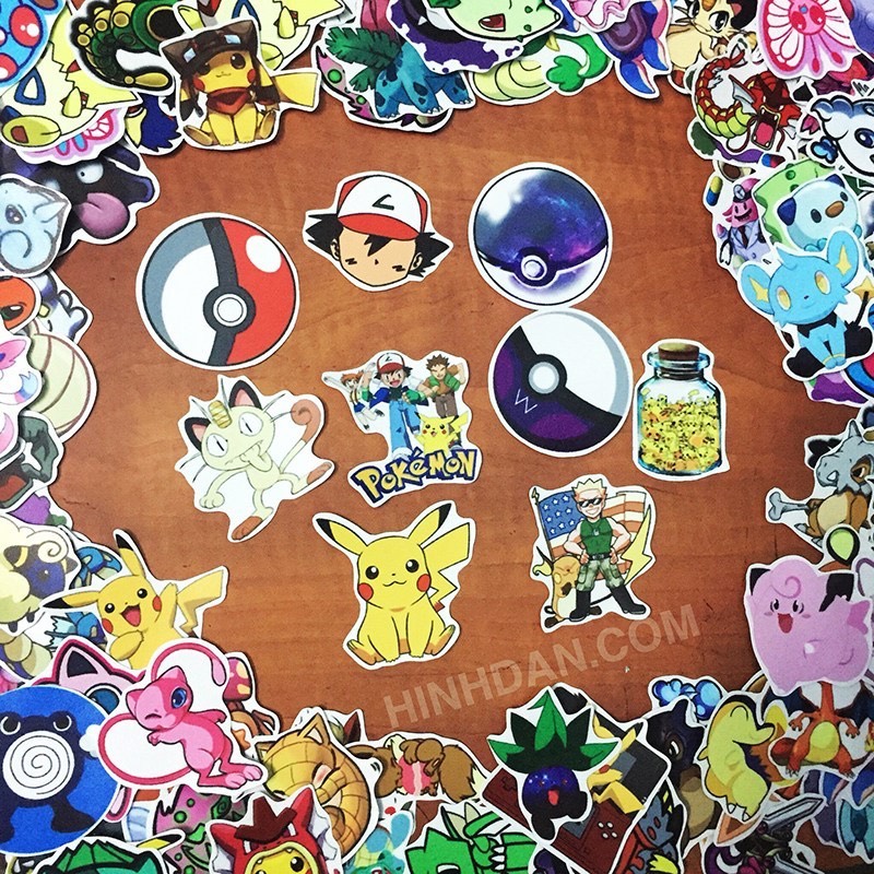 Set 60 Sticker Pokemon ảnh có ép lụa ( mẫu giao ngẫu nhiên )