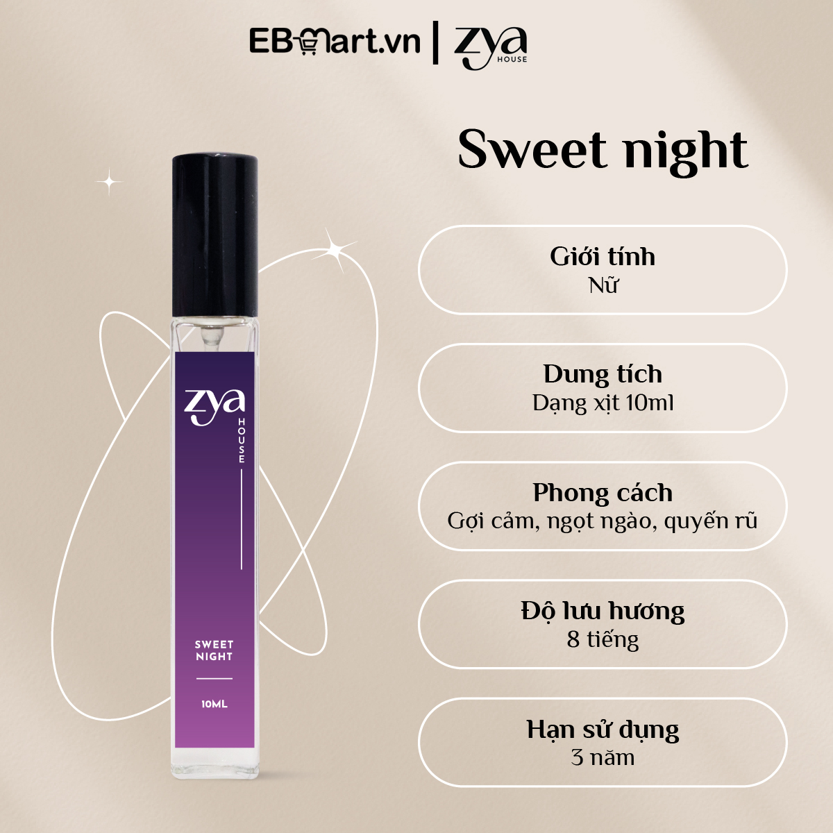 Nước Hoa Nữ ZYA Sweet Night hương hoa cỏ gỗ xạ hương | EBMart