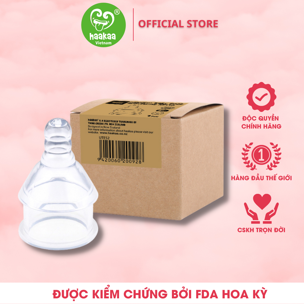 Núm ti thay thế bình thìa ăn dặm 120ml Haakaa. Không chứa BPA, PVC và phthalate