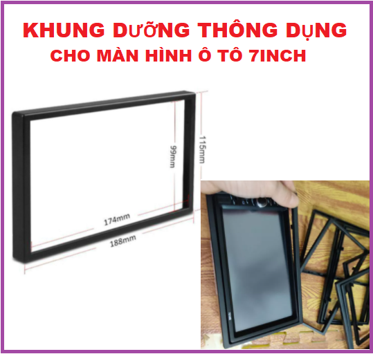 Mặt dưỡng lắp màn hình ô tô kích thước phổ thông, Mặt Dưỡng Lắp Màn Hình 7" kích thước phổ thông cho ô tô - nẹp viền màn hình android, đầu màn hình 7 inch