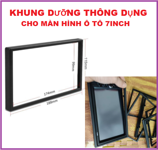 Mặt dưỡng lắp màn hình ô tô kích thước phổ thông, Mặt Dưỡng Lắp Màn Hình 7&quot; kích thước phổ thông cho ô tô - nẹp viền màn hình android, đầu màn hình 7 inch