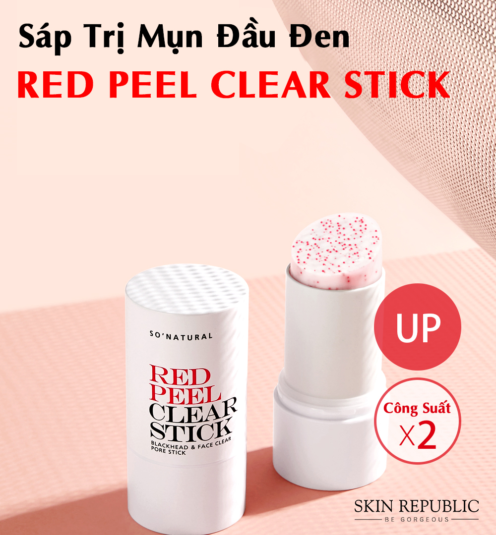 Sáp ngừa mụn So’Natural Red Peel Clear Stick Pore Blackhead & Face 23g tặng kèm mặt nạ Su:m (màu ngẫu nhiên)