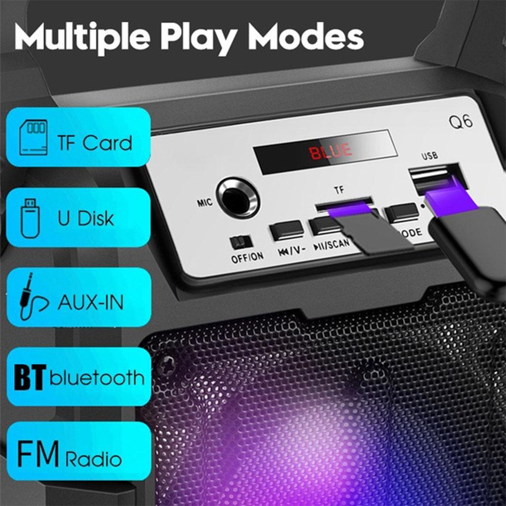 Loa bluetooth không dây 3D loa siêu trầm âm thanh stereo bluetooth loa công suất lớn Color: speaker wired mic