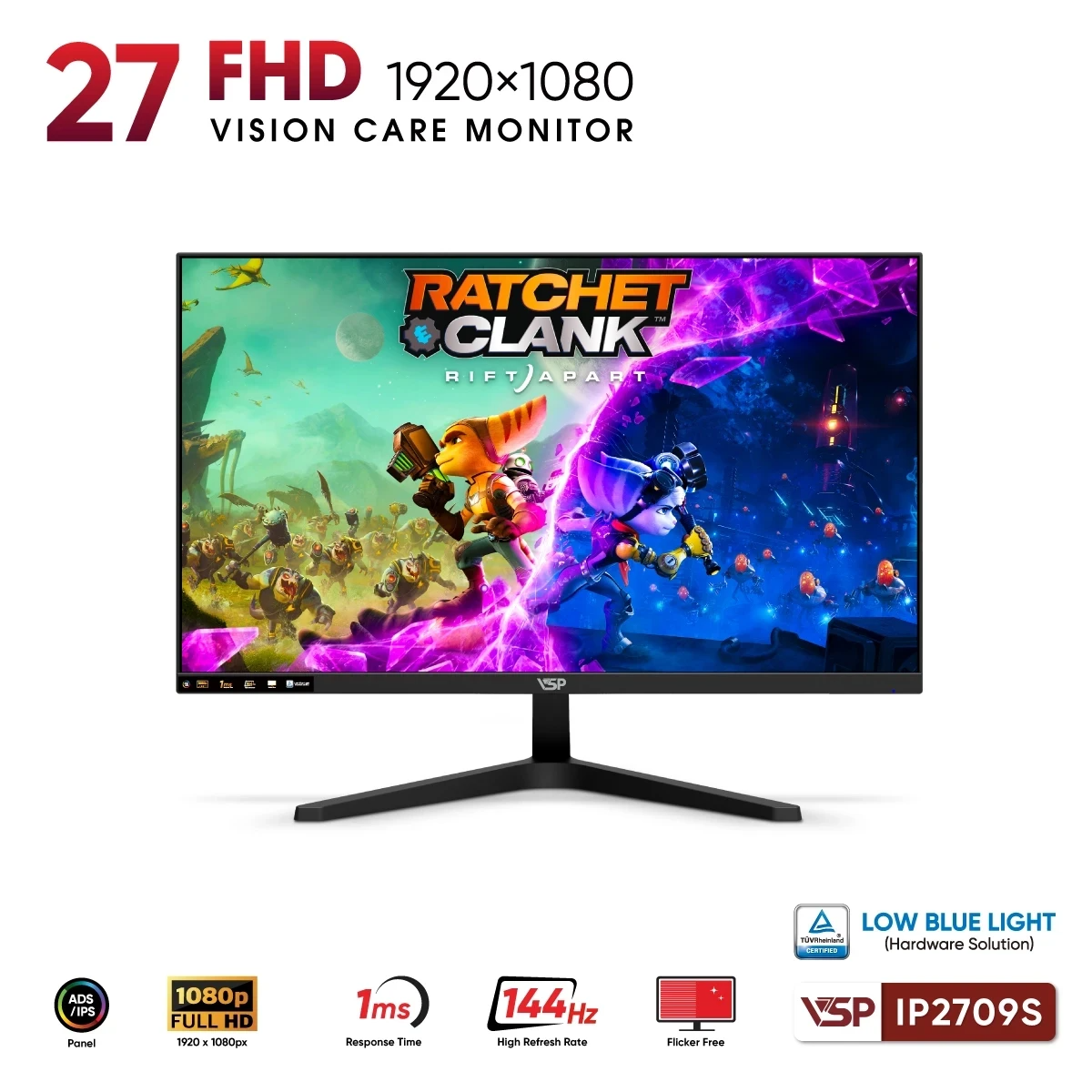 Màn Hình VSP IP2709S (27 inch / IPS / FHD / 144Hz / 1ms) - Hàng Chính Hãng