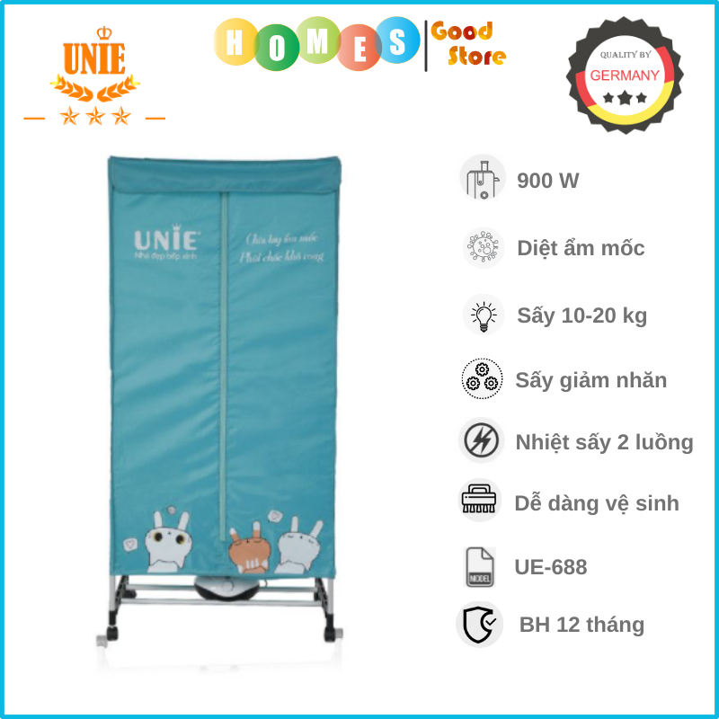 Máy Sấy, Tủ Sấy Quần Áo UNIE UE-688 Tiêu Chuẩn Đức Công Suất 900W - Hàng Chính Hãng