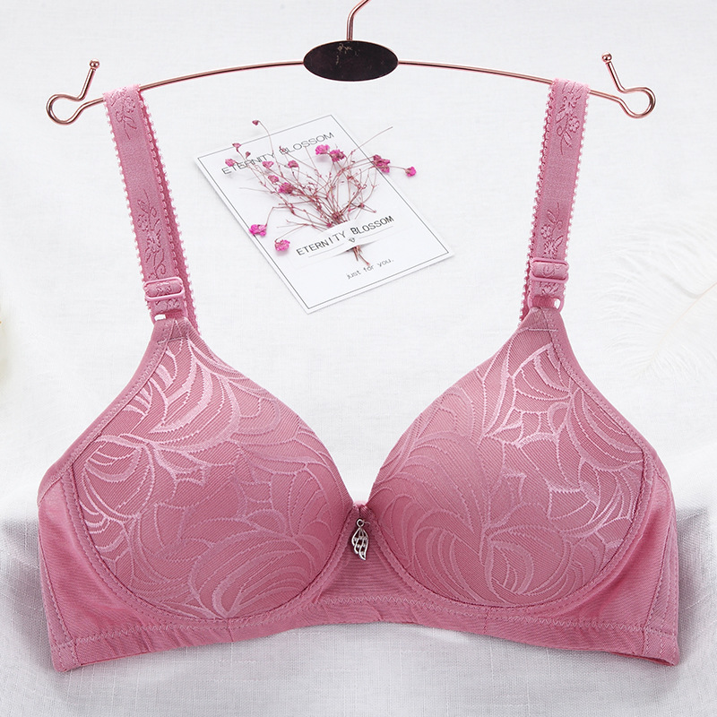 Áo lót trơn không gọng mút đệm vừa cotton thêu vân gân lá