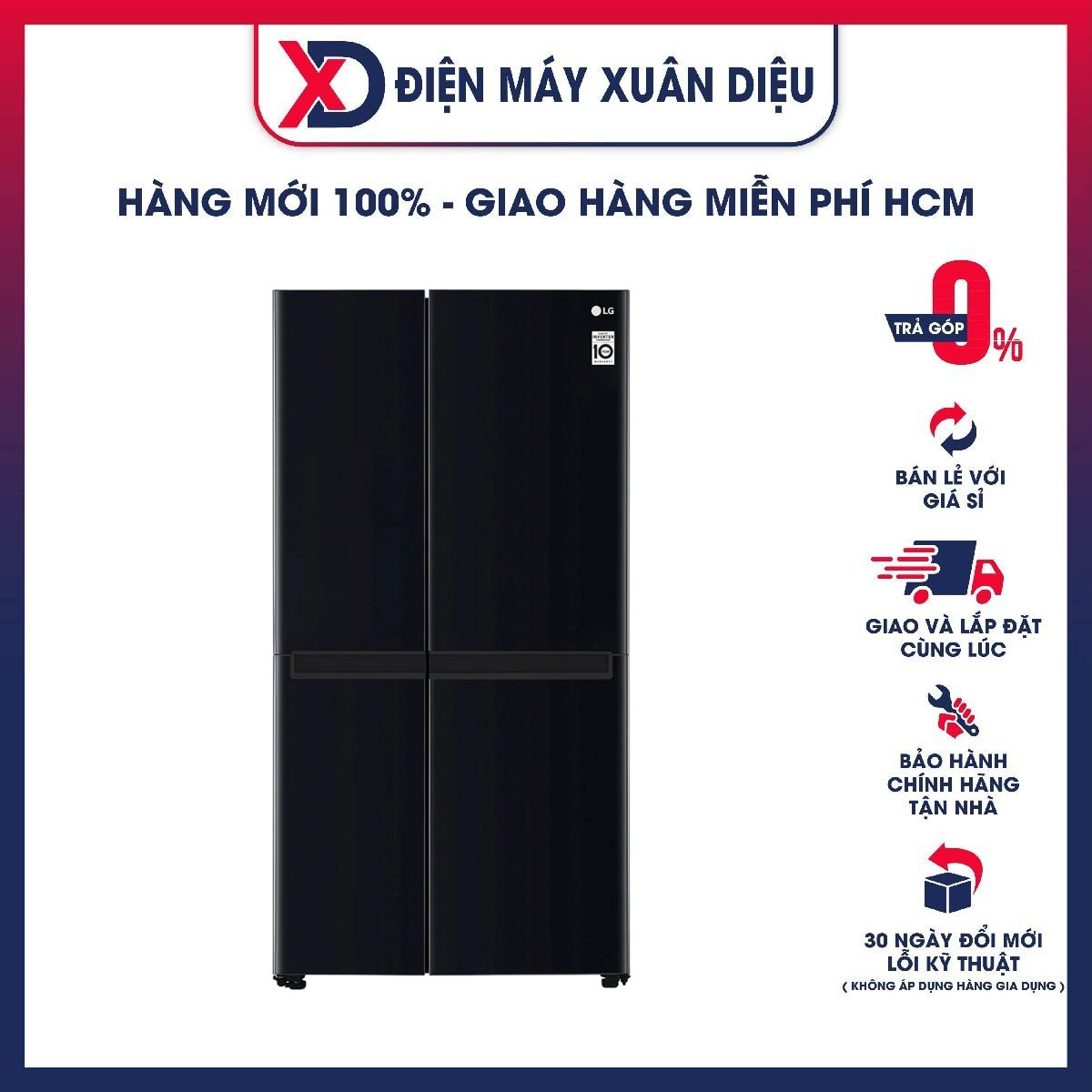 Tủ lạnh LG Inverter 649 Lít GR-B257WB - Hàng chính hãng - Giao HCM và 1 số tỉnh thành